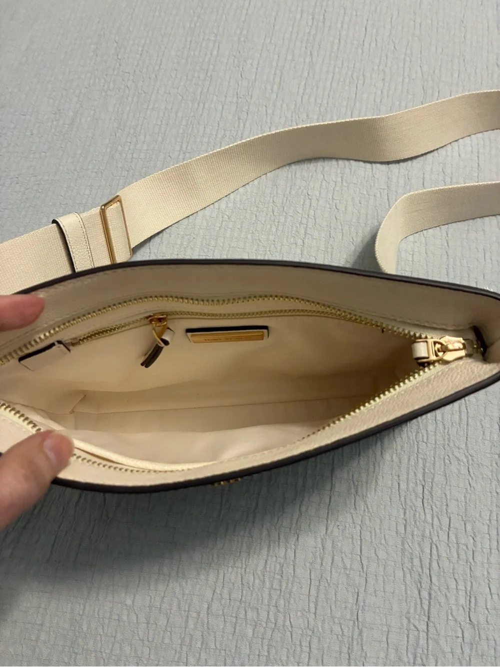 Tory Burch Cream Crossbody Bag with Wide Strap $278.